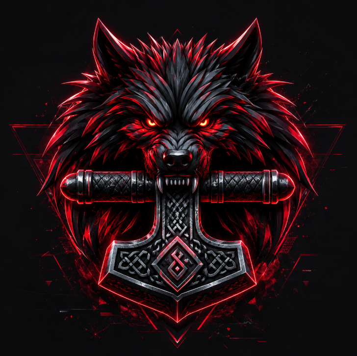 Iron Wolves wolf and hammer Thor emblem